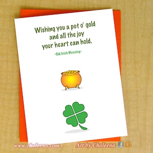 Ti auguro una pentola d'oro e tutta la gioia che il tuo cuore può tenere Irish Proverb Blessing- Small St Patrick Day Card- Irish Card- Friendship Card