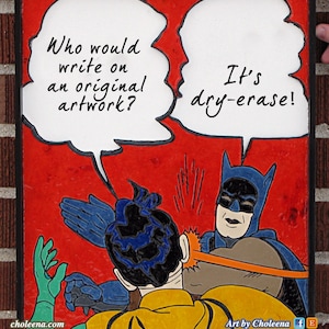Batman Slap Meme Mosaic- Mosaico di piastrelle di carta- Piccolo- Arte originale- Processo unico- Tributo a Batman- Meme Art- Arte di Batman- Arte di Batman e Robin