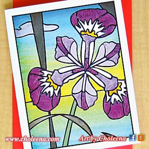 Iris Mosaic Card- Tarjeta de Felicitación- Pequeño- Cualquier Ocasión- Tarjeta En Blanco- Tarjeta de Iris- Tarjeta flor- Tarjeta de verano- Tarjeta de la naturaleza- Tarjeta original