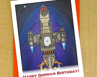 Happy Gorram Birthday!- Birthday greeting card- Quote from Firefly- greeting card- Serenity Firefly TV show fan card