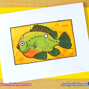Sunny Fish- Carte de vœux- Petite- Toute occasion- Carton Blanc- Carton Jaune- Carton Jaune- Carte Océane- Carte d’Art- Carte Aquarelle