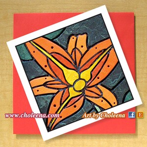 Tiger Lily Mosaic Card- Tarjeta de felicitación- Tarjeta pequeña- Cualquier ocasión- Tarjeta en blanco- Tiger Lily Card- Tarjeta de flores- Tarjeta de verano- Tarjeta de jardín
