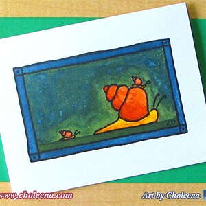 Schnecke Familie - Grußkarte - klein - jede Gelegenheit - leere Karte - Familie Karte - Aquarell Karte - Aquarell Karte -Wald-Karte -Natur-Karte