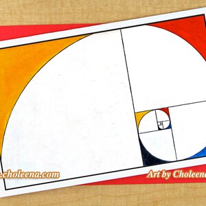 Fibonacci Spiral- Tarjeta de felicitación- Tarjeta grande- Cualquier ocasión- Tarjeta en blanco- Arte táctil del programa de televisión- Mondrian Colors- Arte de concha marina en espiral- Arte pop