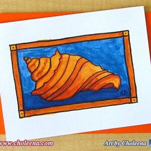 Oranje Shell- Wenskaart- Klein- Om het even welke gelegenheid- Lege Kaart- Oranje Kaart- Shell Kaart- Oranje Shell Kaart- Oceaankaart- Overzeese Kaart- Slakkaart