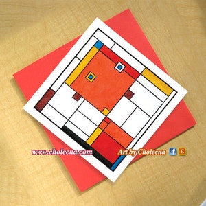 Picasso Mondrian kleine Mädchen Karte - Grußkarte - kleine Karte - jede Gelegenheit - leere Karte - Fisch Karte - Picasso Tribute Karte - Pop-Art-Karte