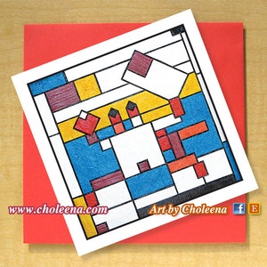Mondrian Fiddler Crab Card- Greeting Card- Small Card- Any Occasion- Blank Card- Fiddler Crab Card- Mondrian Tribute Card- Pop Art Card