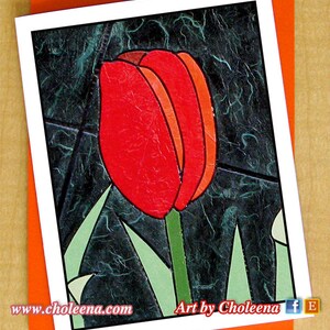Rote Tulpe einzelne Blüte - Grußkarte - klein - jede Gelegenheit - leere Karte - Tulpe Karte -Blumenkarte -Blumen-Karte -Frühlingskarte - rote Blumenkarte