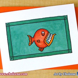 Stargazer Fish Card- Carte de voeux- Petite Carte- Toute occasion- Carte blanche- Carte de poisson- Carte d’aquarelle- Carte d’art- Art Original- Looking Up