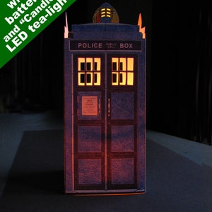 TARDIS Kartenhülle mit LED "Flackern" Teelicht "Kerze" - Doctor Who Time Machine - Glow-in-the-dark Tardis- Kid Night light