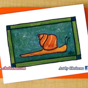 Teich Schnecke Karte - Grußkarte - kleine Karte - jede Gelegenheit - leere Karte - Schnecke Karte - Aquarell Karte -Art Karte -Original-Kunst-Teich-Karte