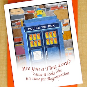 Carta Time Lord- Carta cabina telefonica della polizia- Carta Dr Who- Biglietto di compleanno- Piccola carta- Tempo per la rigenerazione- Carta TARDIS- Carta Doctor Who