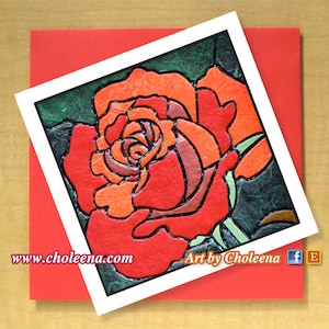 Carte Rose Mosaic- Carte de vœux- Petite Carte- Toute occasion- Carte Blanche- Carte De fleur- Carte romantique- Carte anniversaire- Carte d’Art- Carte d’amour