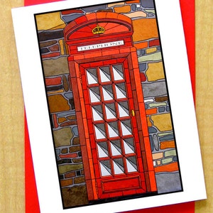 Carte cabine téléphonique- Carte de vœux- Petite carte- Toute occasion- Carte blanche- Carte téléphonique- British Telecom Card- Dr Who Card- Carton Rouge