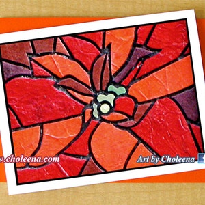 Tarjeta de felicitación pequeña de mosaico de poinsettia- Tarjeta pequeña- Cualquier ocasión- Tarjeta en blanco- Tarjeta de poinsettia- Tarjeta Pointsetta- Tarjeta de Navidad- Tarjeta de Navidad
