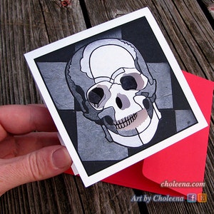 Skull Mosaic Card 3D Cutout Small Greeting Card- Any Occasion- Blank Card- Art Card- Mosaic Card- Death Card- Halloween Card- Goth Card