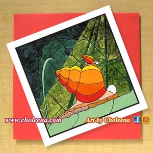 Schnecke Familie Mosaik Grußkarte - klein - jede Gelegenheit - leere Karte - Schnecke Karte - Wald Karte - Wald-Shell-Karte - Natur-Karte- Original-Karte