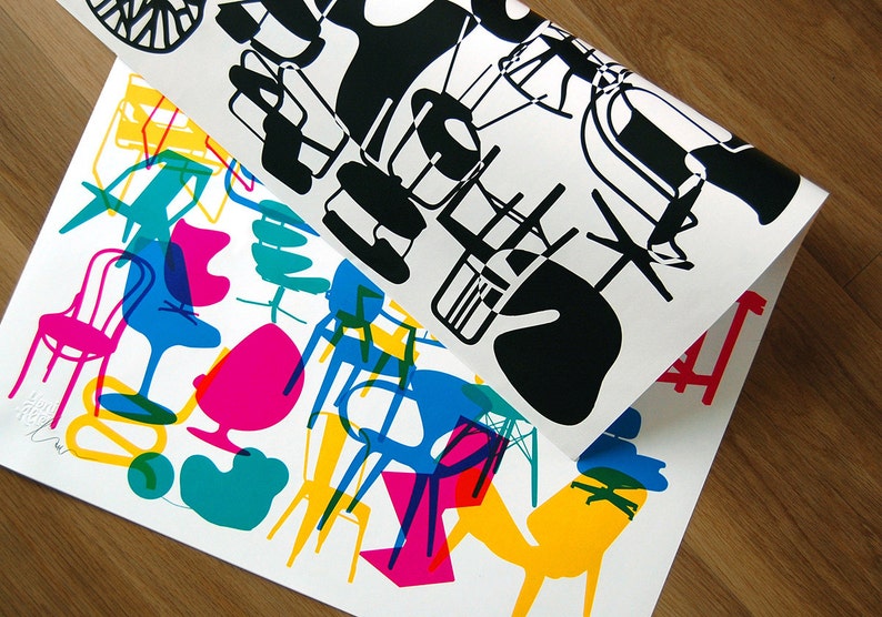 Shapes of Iconic Chairs. DOUBLE SIDED POSTER image 4