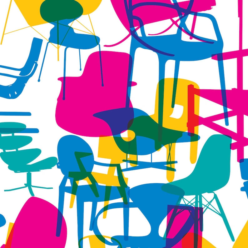 Shapes of Iconic Chairs. DOUBLE SIDED POSTER image 3