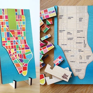 Rompecabezas de madera con el mapa de Manhattan