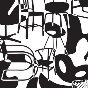 Shapes of Iconic Chairs. DOUBLE SIDED POSTER image 2