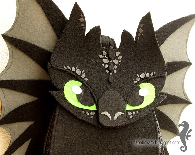 Backpack Toothless funny cute black dragon felt wings Etsy