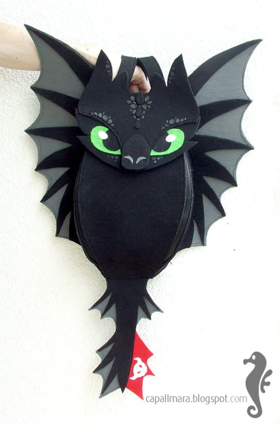 Backpack Toothless funny cute black dragon felt wings Etsy