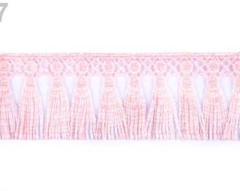 Slanted ribbon with crochet borte old pink