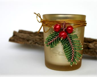 ChristmasPineBranch pendant beading TUTORIAL