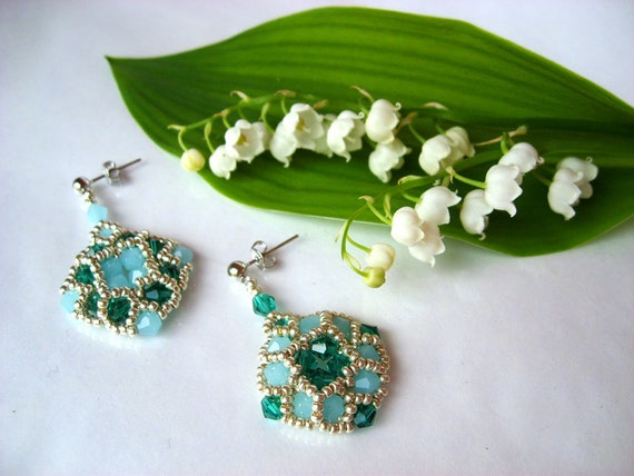 Earsquare earrings beading TUTORIAL