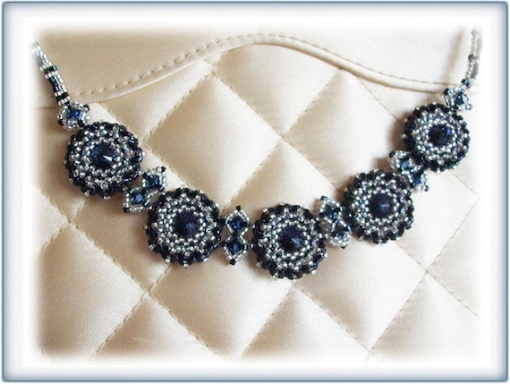 Blue Crystal necklace beading TUTORIAL