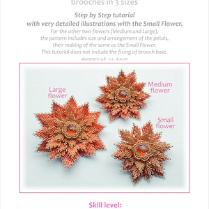 Flowers brooches in 3 sizes beading TUTORIAL image 6