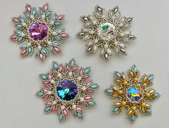 Marshmallow flowers in 3 sizes pendant beading TUTORIAL