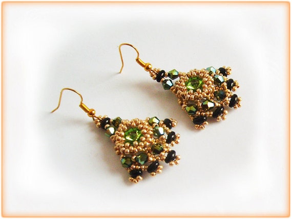 Crystal Fan earrings beading TUTORIAL