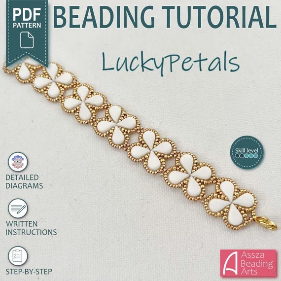 LuckyPetals Bracelet Beading Tutorial – Amos par Puca PDF Pattern