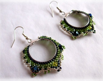 Peacock earrings beading TUTORIAL