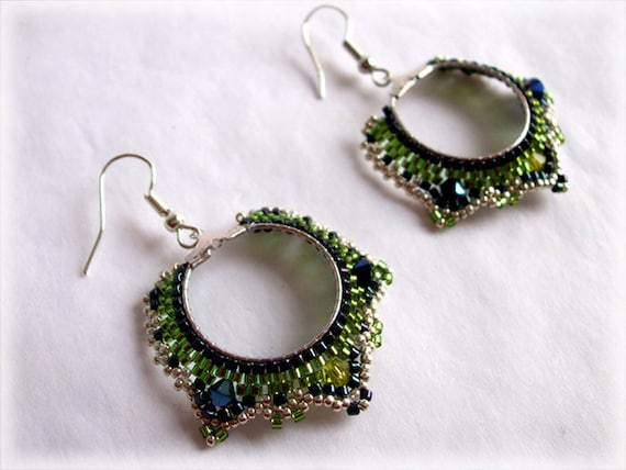 Peacock earrings beading TUTORIAL