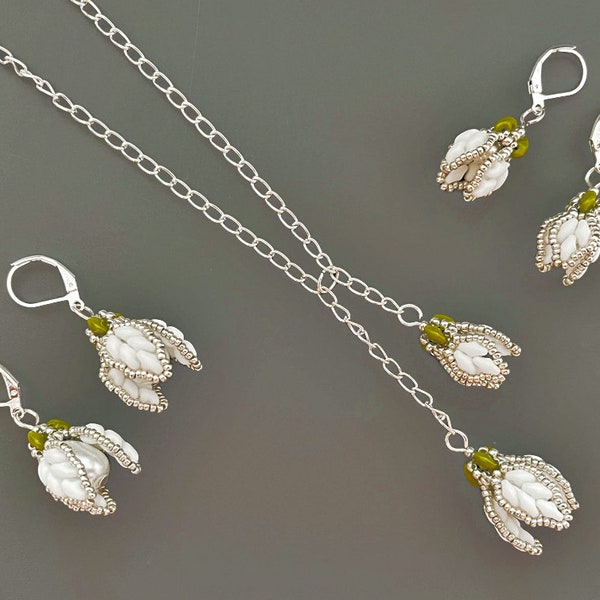 Fleurs SnowDrop en 2 tailles perles TUTORIEL