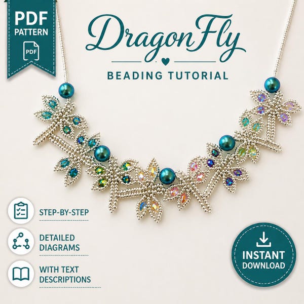 DragonFly pendant and necklace beading TUTORIAL