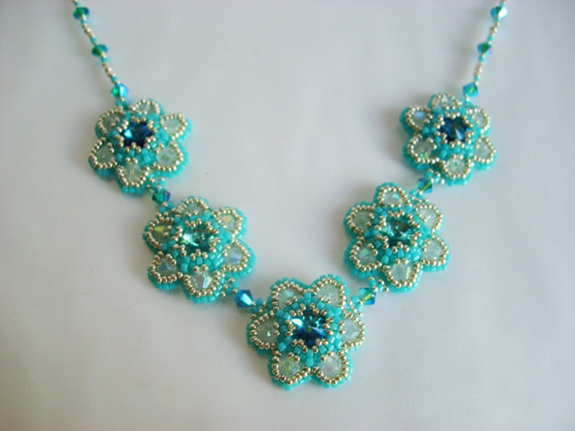 Crystal Daisies Necklace Beading TUTORIAL Etsy