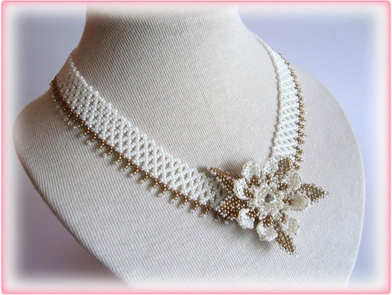 Wedding Flower necklace beading TUTORIAL