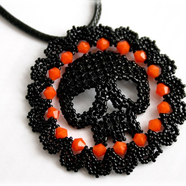 Halloween skull pendant beading TUTORIAL