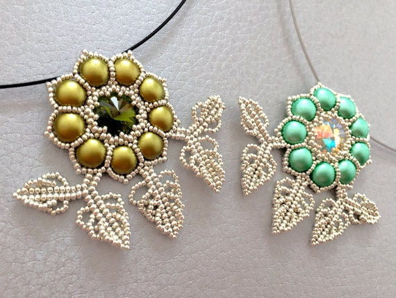 LeafyFlower pendant beading TUTORIAL