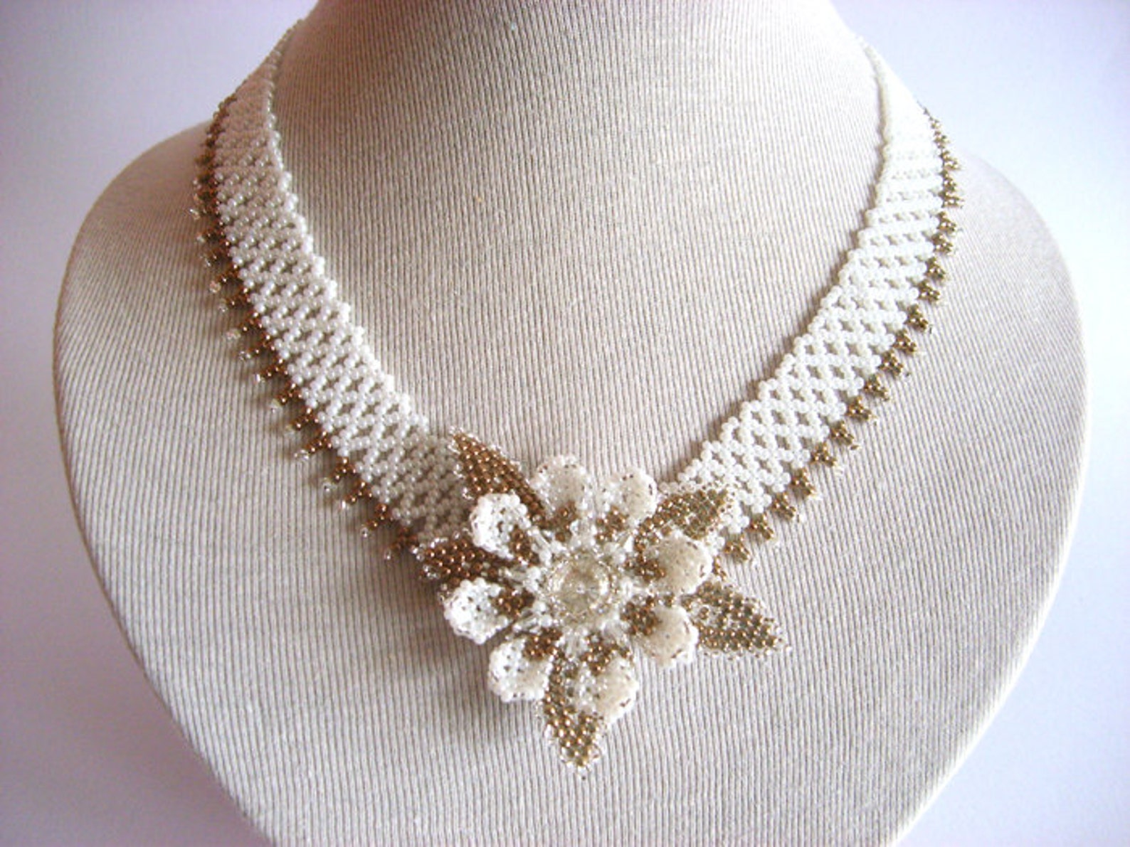 Wedding Flower Necklace Beading TUTORIAL Etsy