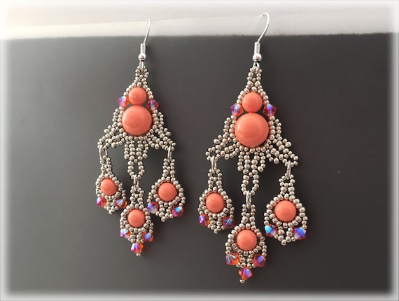 PeachDrop earrings beading TUTORIAL