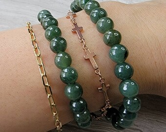 Burmese Jade Bracelet Genuine Jade Bracelet Fortune and Good Luck Jade Stone Meditation Bracelet