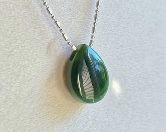 Jade Drop Pendant – Side DrilledTranslucent Gemstone Teardrop Bead with Large Hole, Natural Canadian Jade Jewelry, 20mm