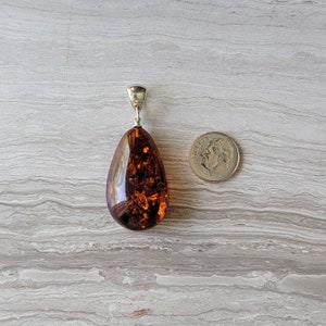 Baltic Amber Pendant, Baltic Amber Necklace, Dark Cognac Cherry Amber, Chakra Jewelry, Wife Gift, Girlfriend Gift image 8