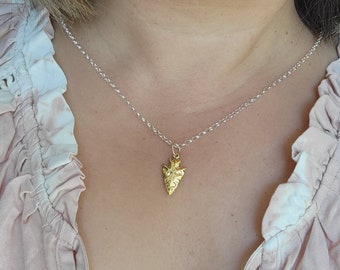 Gold Arrowhead Charm, Silver Spearhead Pendant, Protection Charm, Gift for Women and Men