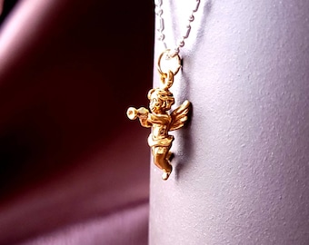 Gold Cupid Charm, 3-D Angel Pendant, Christmas Charms, Silver Cute Cherub Charm, Easter Angel Charms